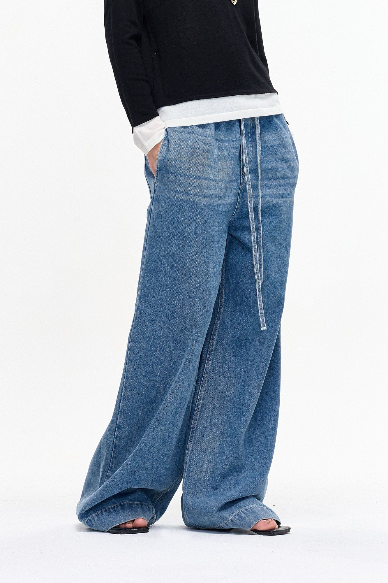 LEONSENSE Classical Tencel Drawstring Oversized Jeans