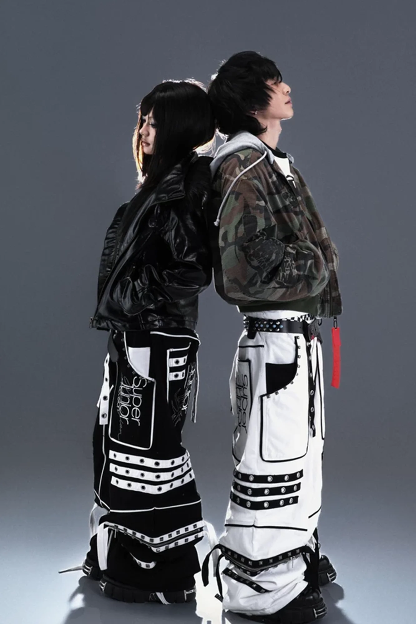 PCCVISION Studded Embroidered Baggy Pants