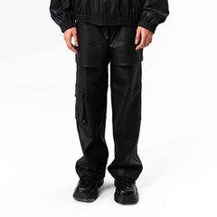 VANN VALRENCE Rivet Layered Coated Denim Pants