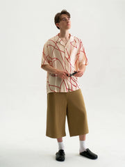 WIID Abstract Line Oversized Cuban Half Shirt