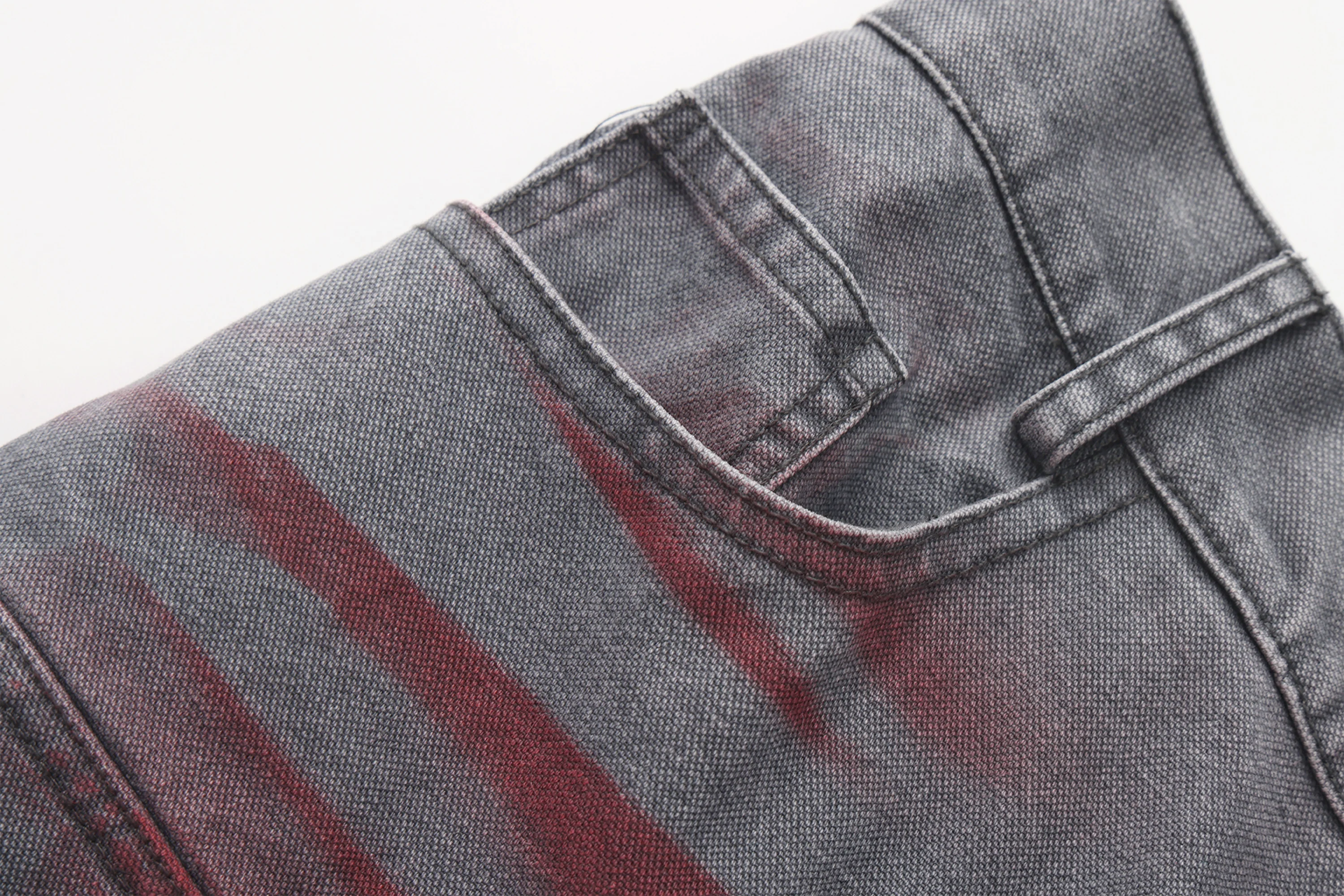 VANN VALRENCE Washed Distressed Multi-Pocket Utility Jeans