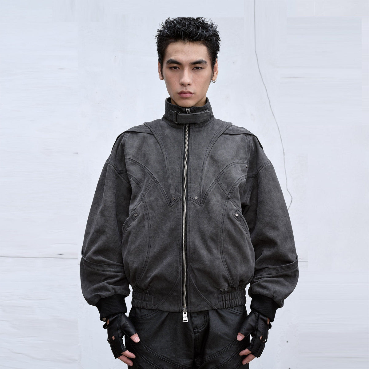 CATSSTAC Deconstructed Faded Wash Dual-Zipper Jacket