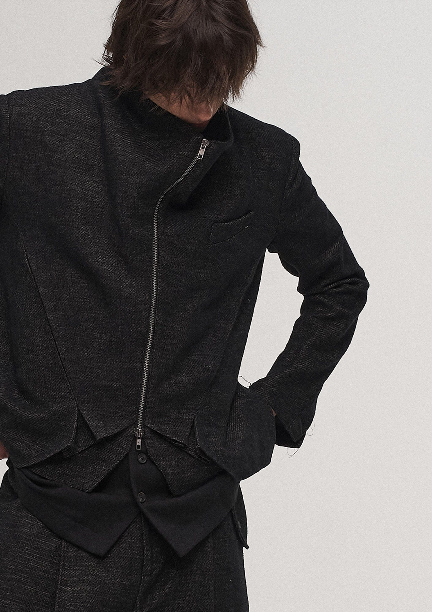 ILNya Nieternite Nifutur Double-Layer Weave Linen Jacket Black