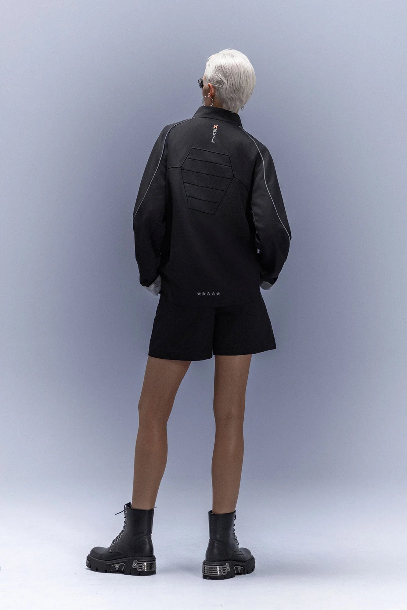 XIPHEVIL Tech Wool-Blend Mandarin Button-Up Jacket