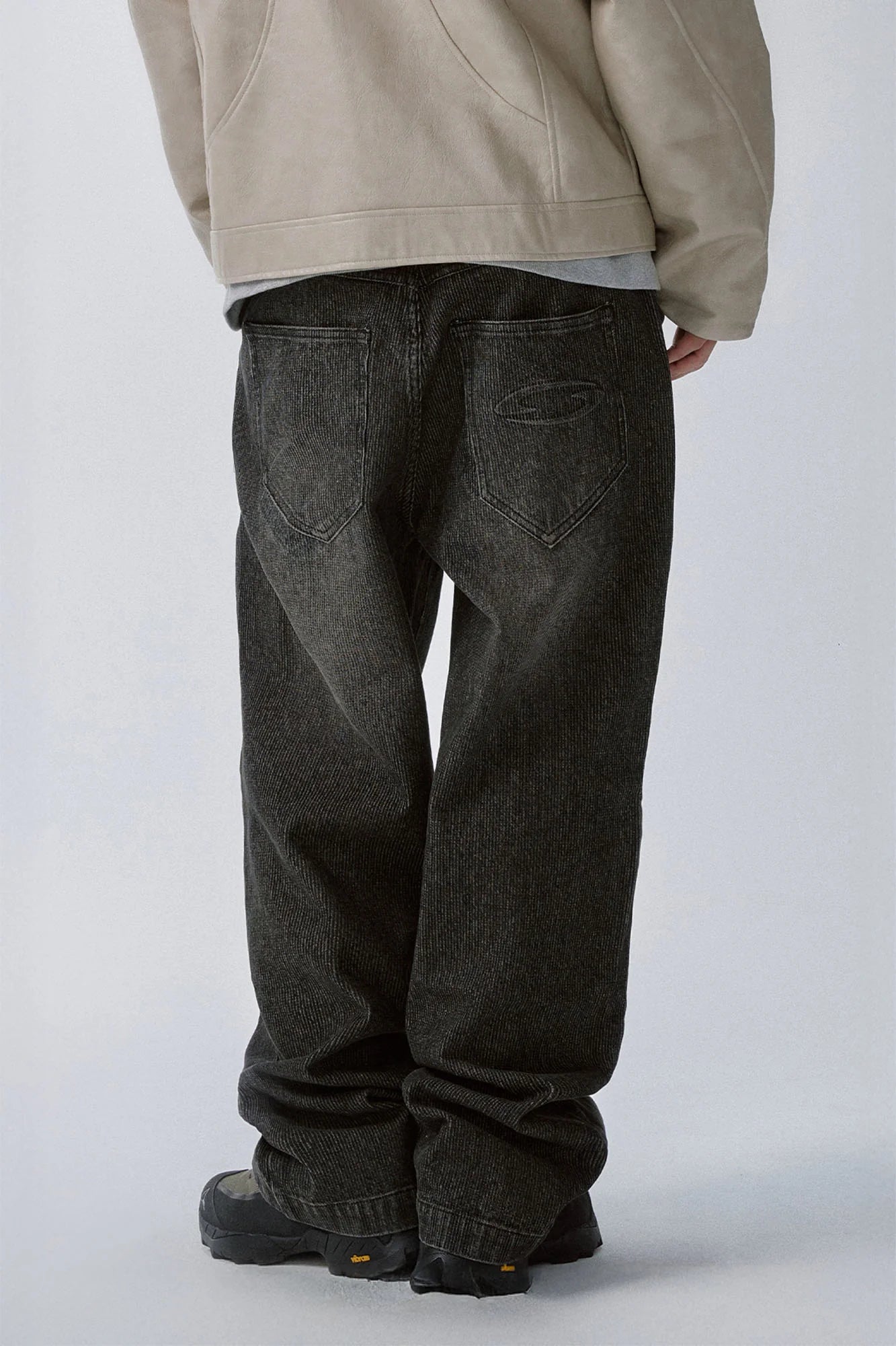F2CE Retro Corduroy Logo Embroidery Straight-Leg Jeans