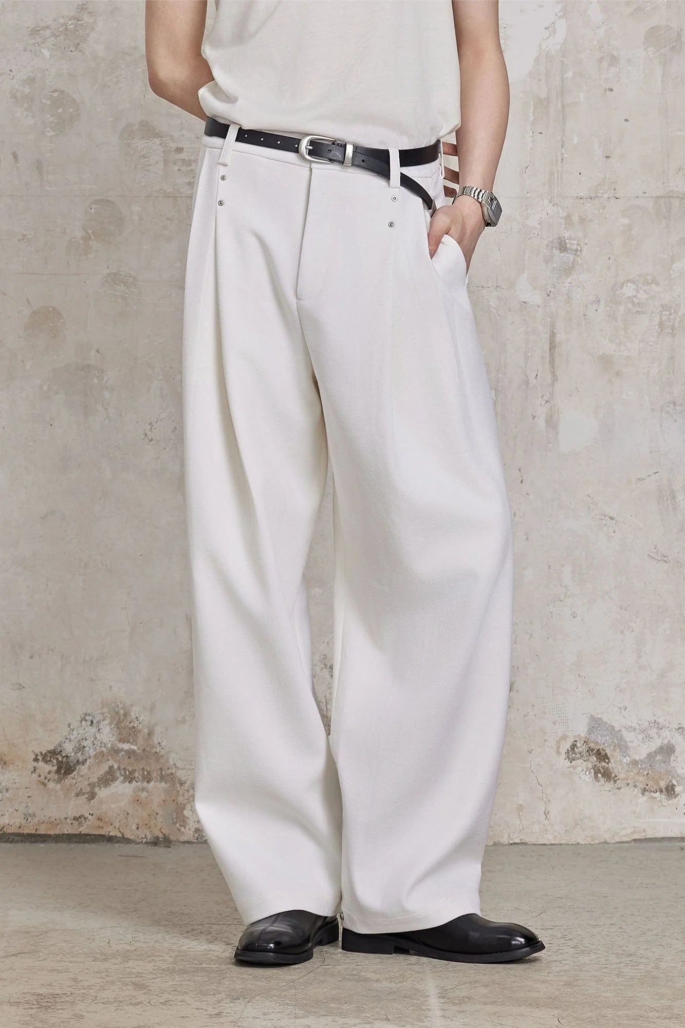 FACEONLAB Essential Wool-Blend Pleated Trousers