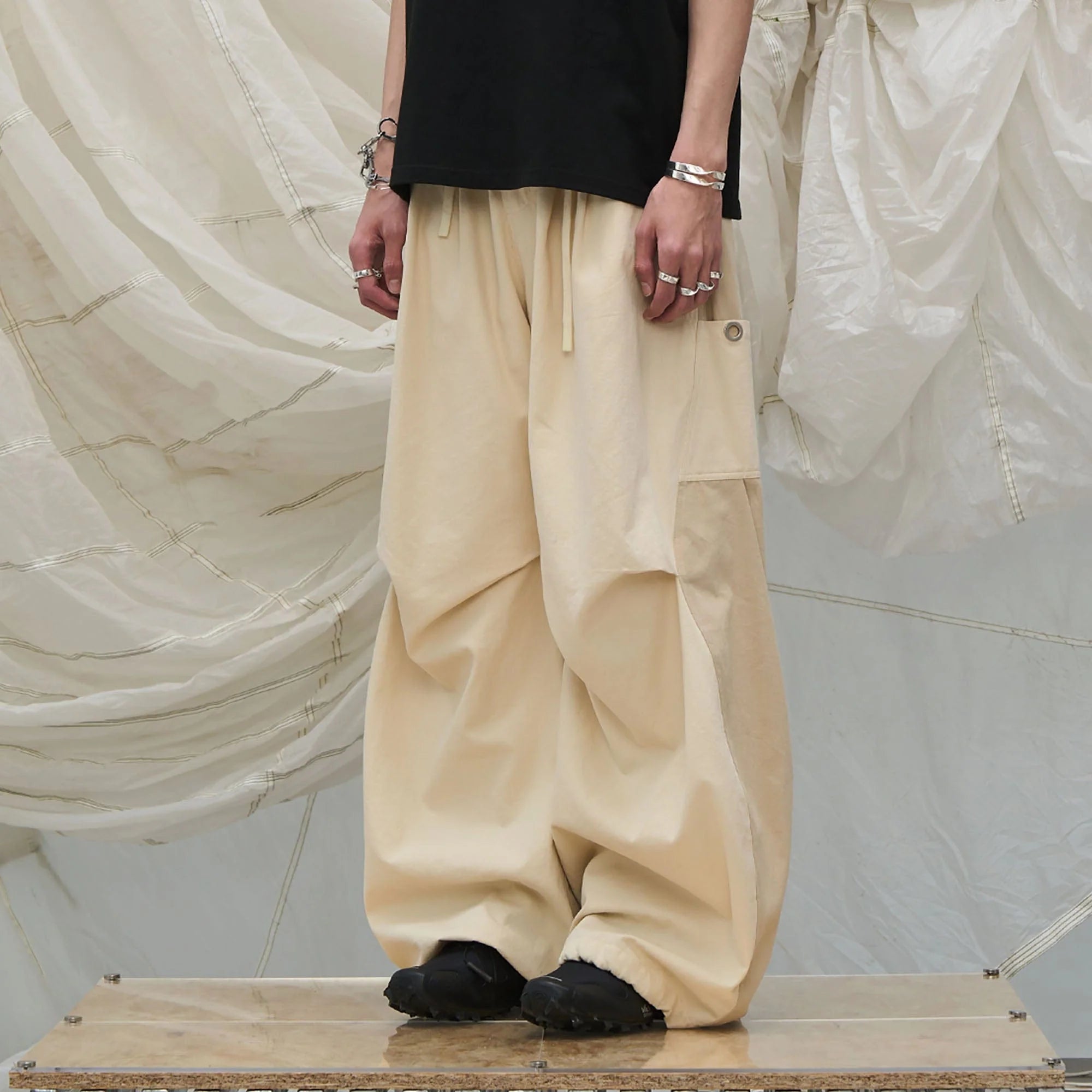 RELABEL Spliced Crinkled Oversized Cargo Pants