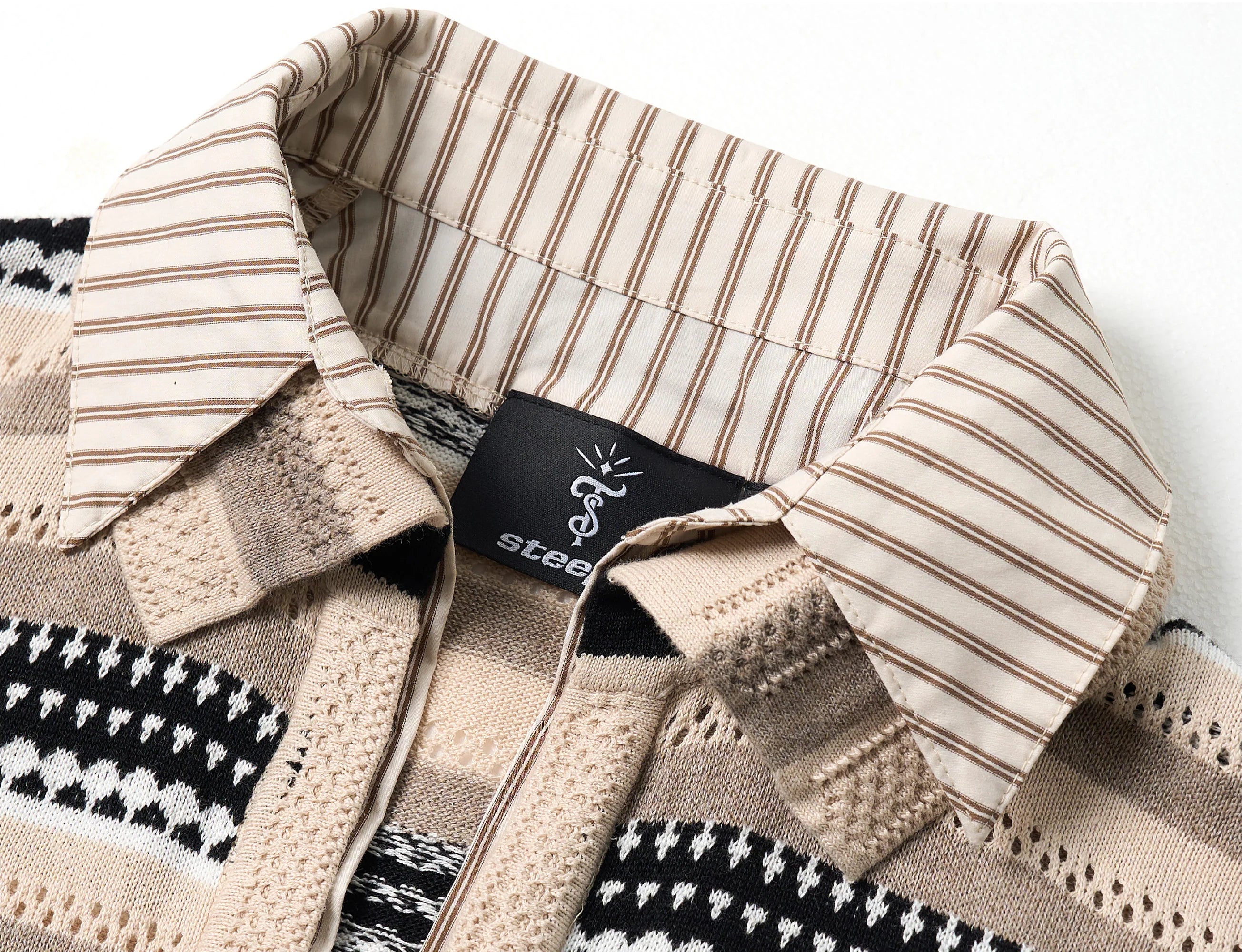 STEEPC Stripe Faux-Layered Polo Sweater
