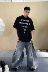 TRIANGLE PROJECT Distressed Dirty-Washed Oversized Jeans