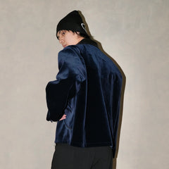 IN EXISTENCE Velvet Faux Leather Collar Jacket