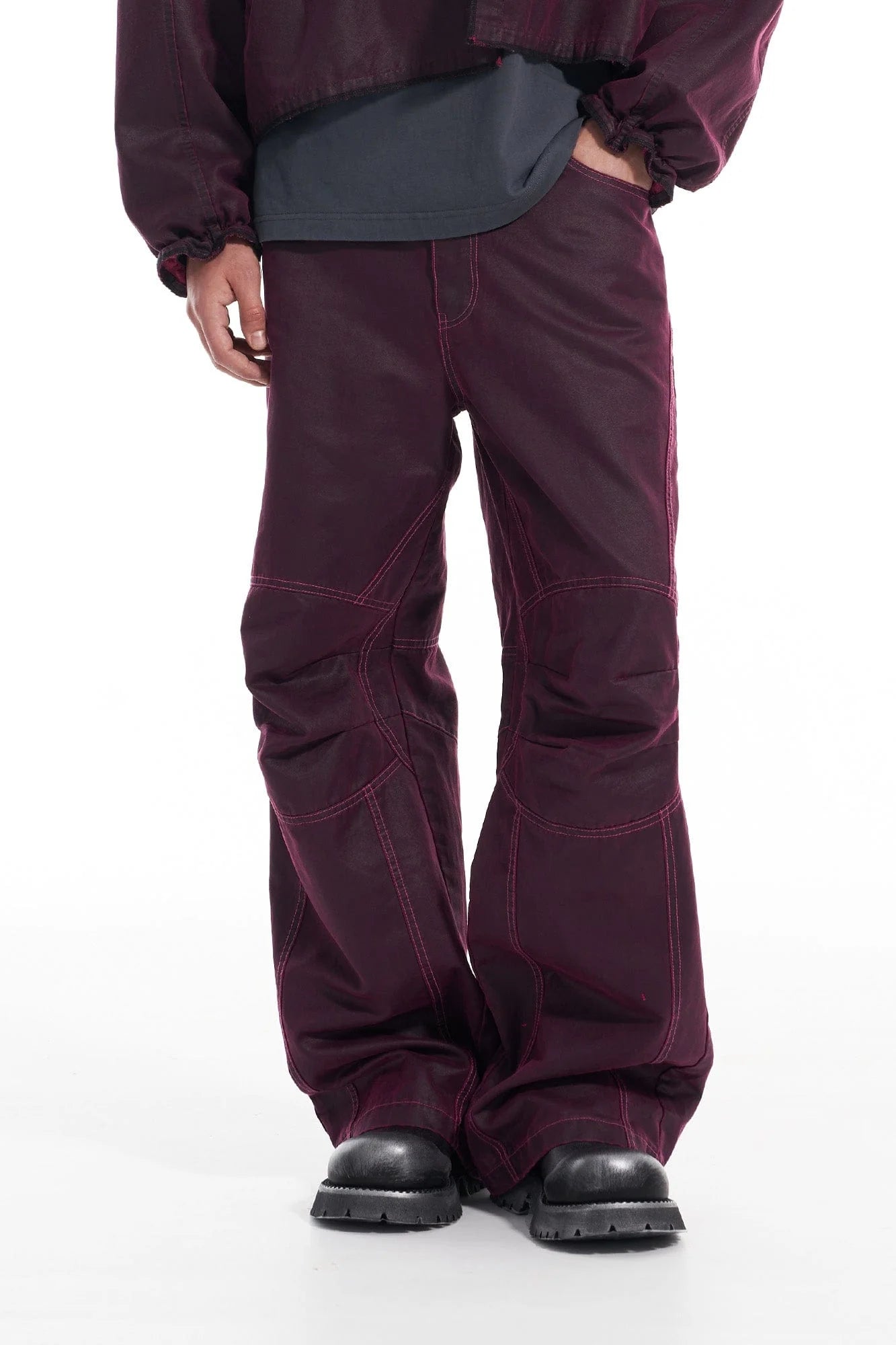 VANN VALRENCE Structured Panel Pleated-Knee Pants