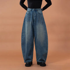 CLP Washed Studded Barrel Jeans