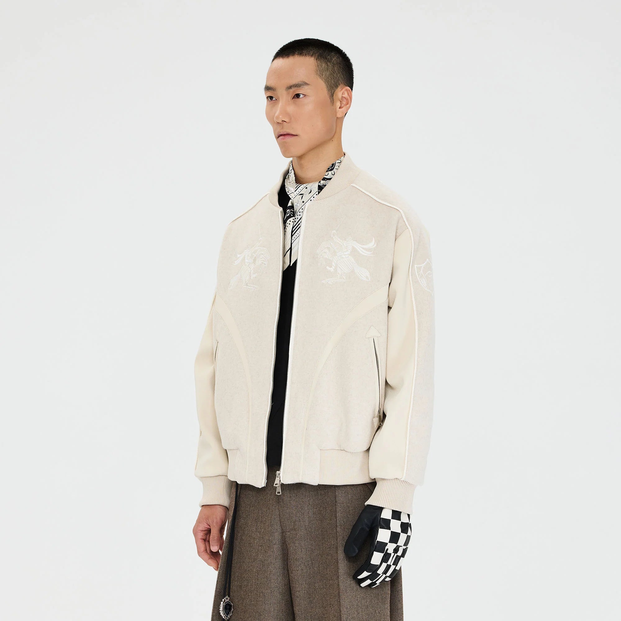 CATSSTAC Warrior Embroidered Panel Bomber Jacket