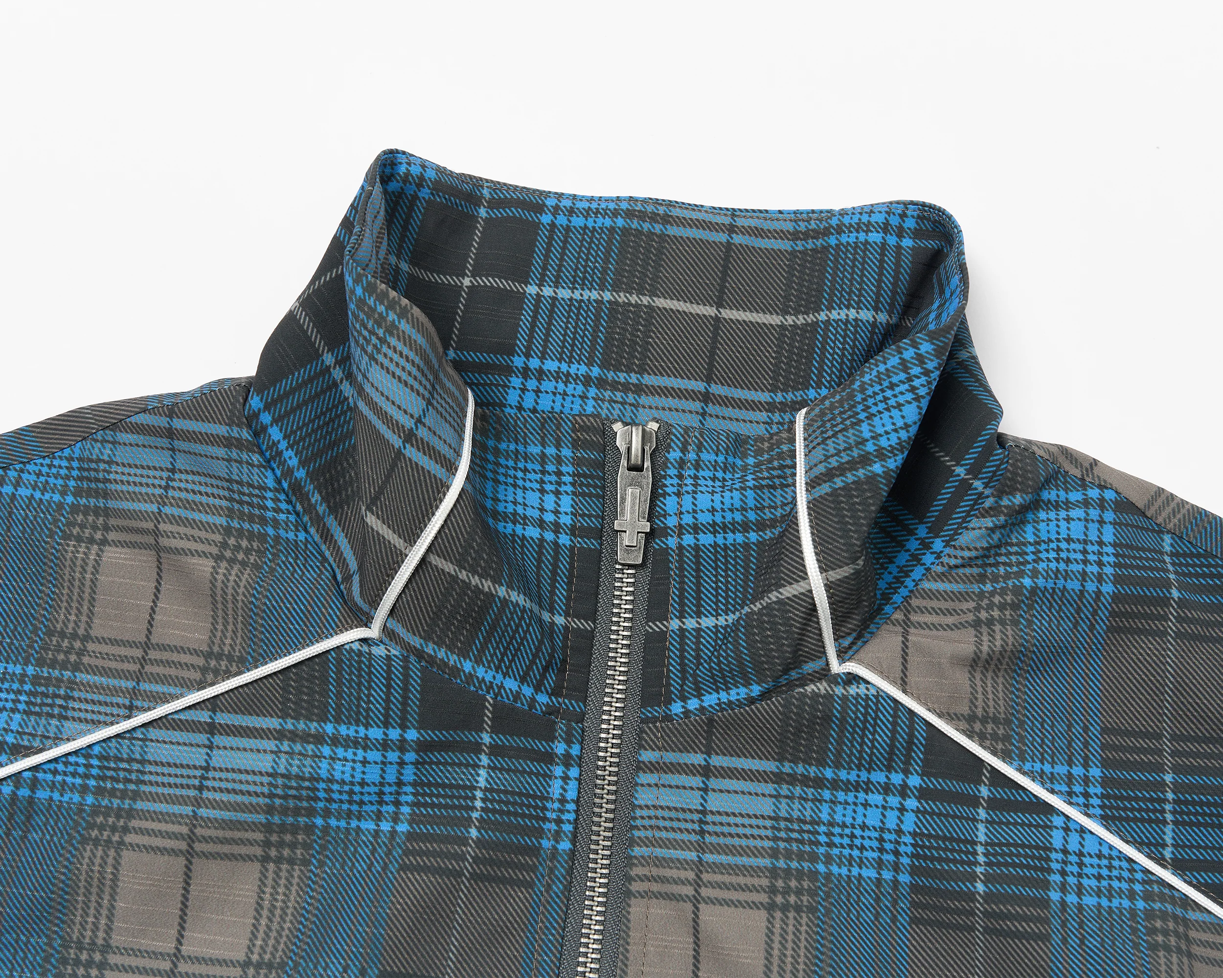 SAVAGEGROWTHWORLD Plaid Stand-Collar Jacket