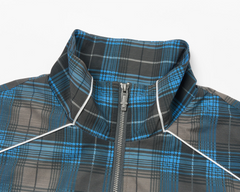 SAVAGEGROWTHWORLD Plaid Stand-Collar Jacket