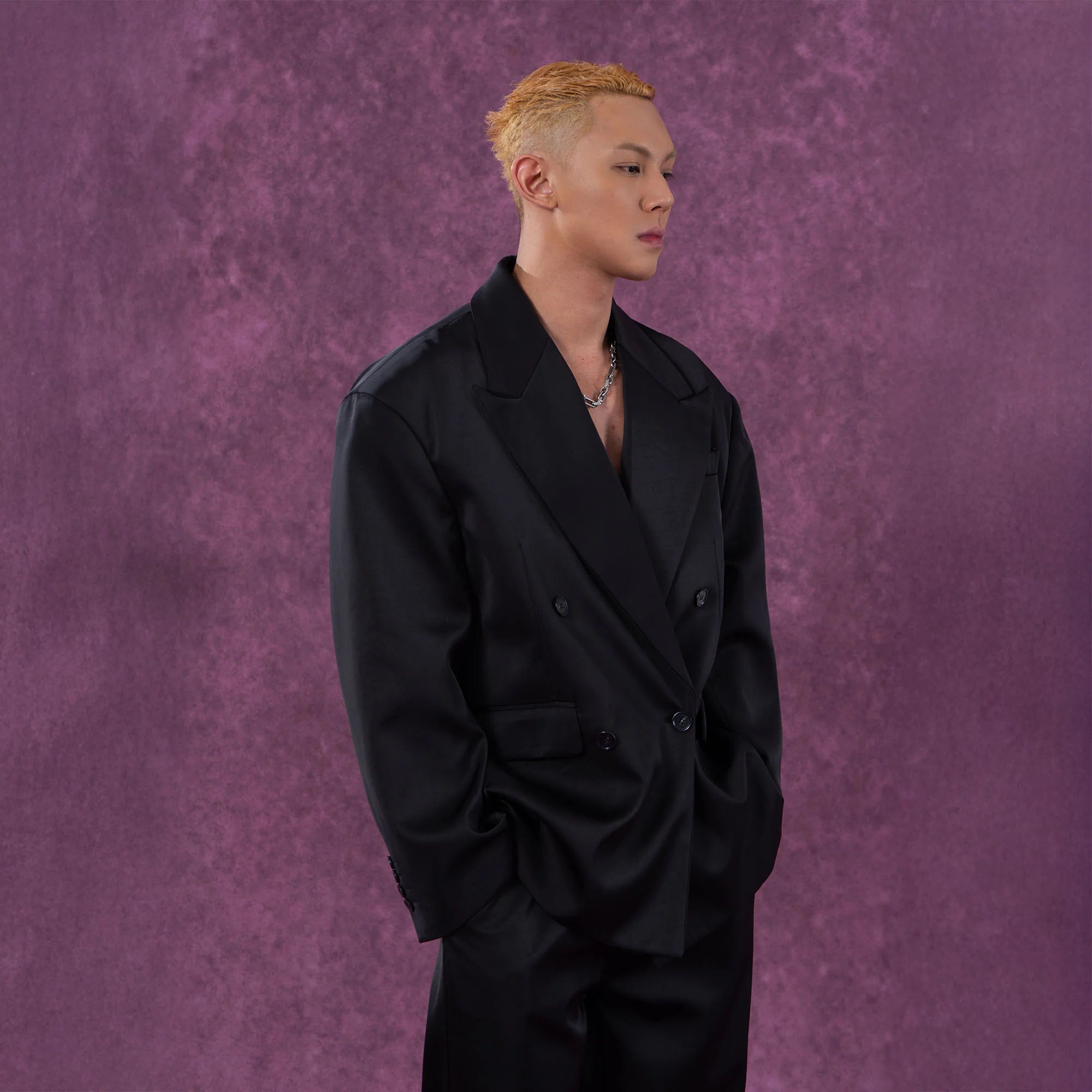 CLP Satin Double-Breasted Oversized Blazer