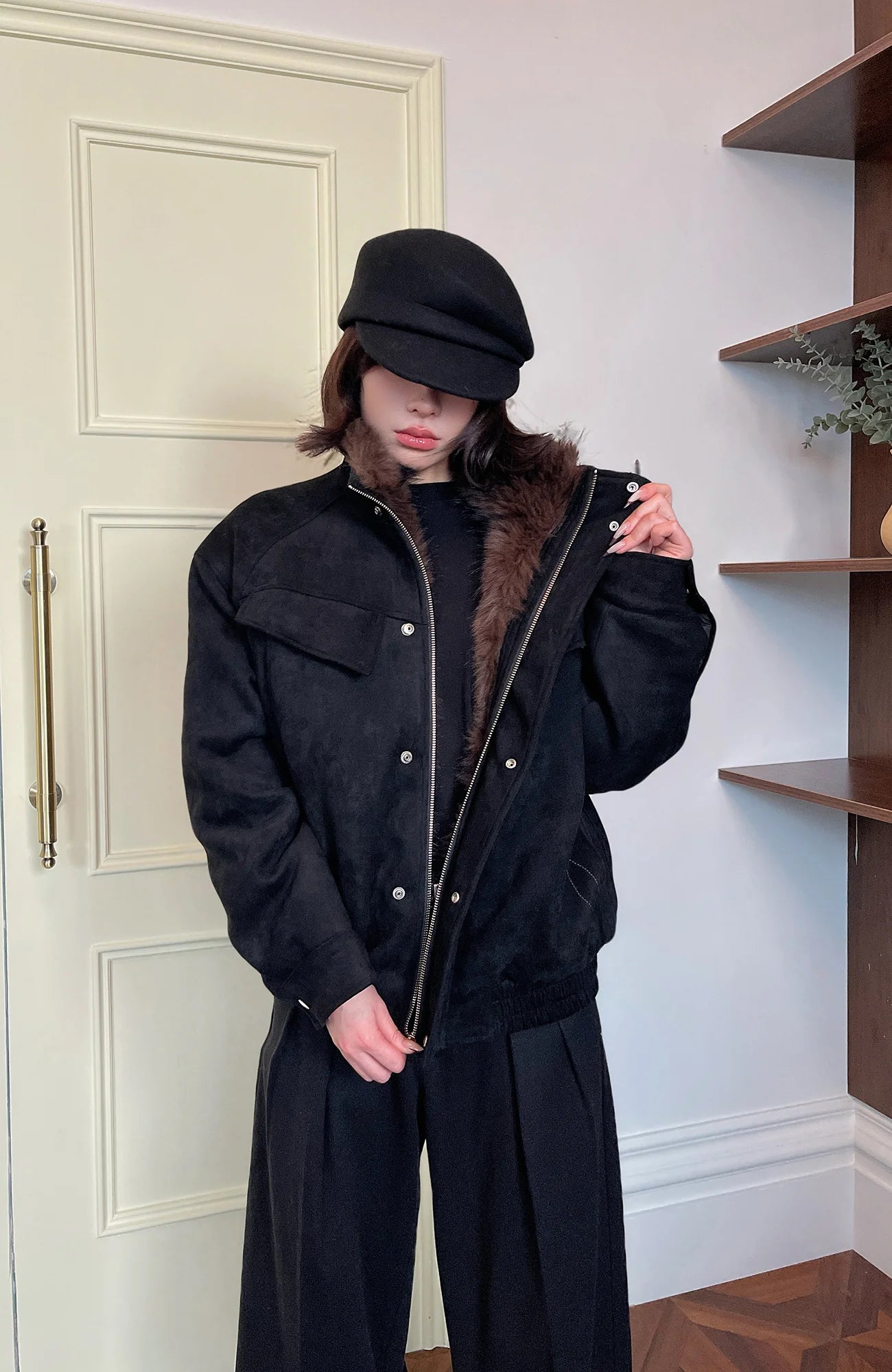 OKAYTHXBYE Faux Fur-Lined Utility Bomber