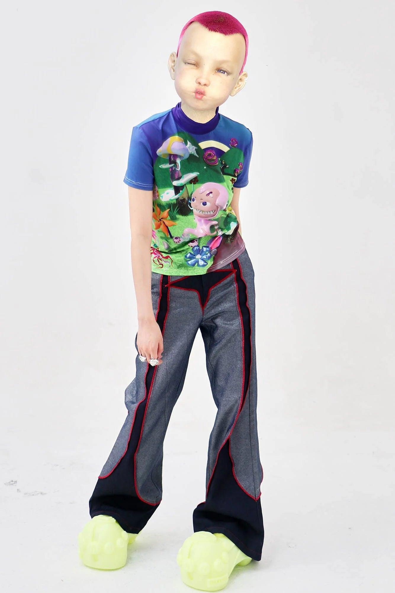 EMBRYO Fantasy Full-Print Mock Neck T-Shirt