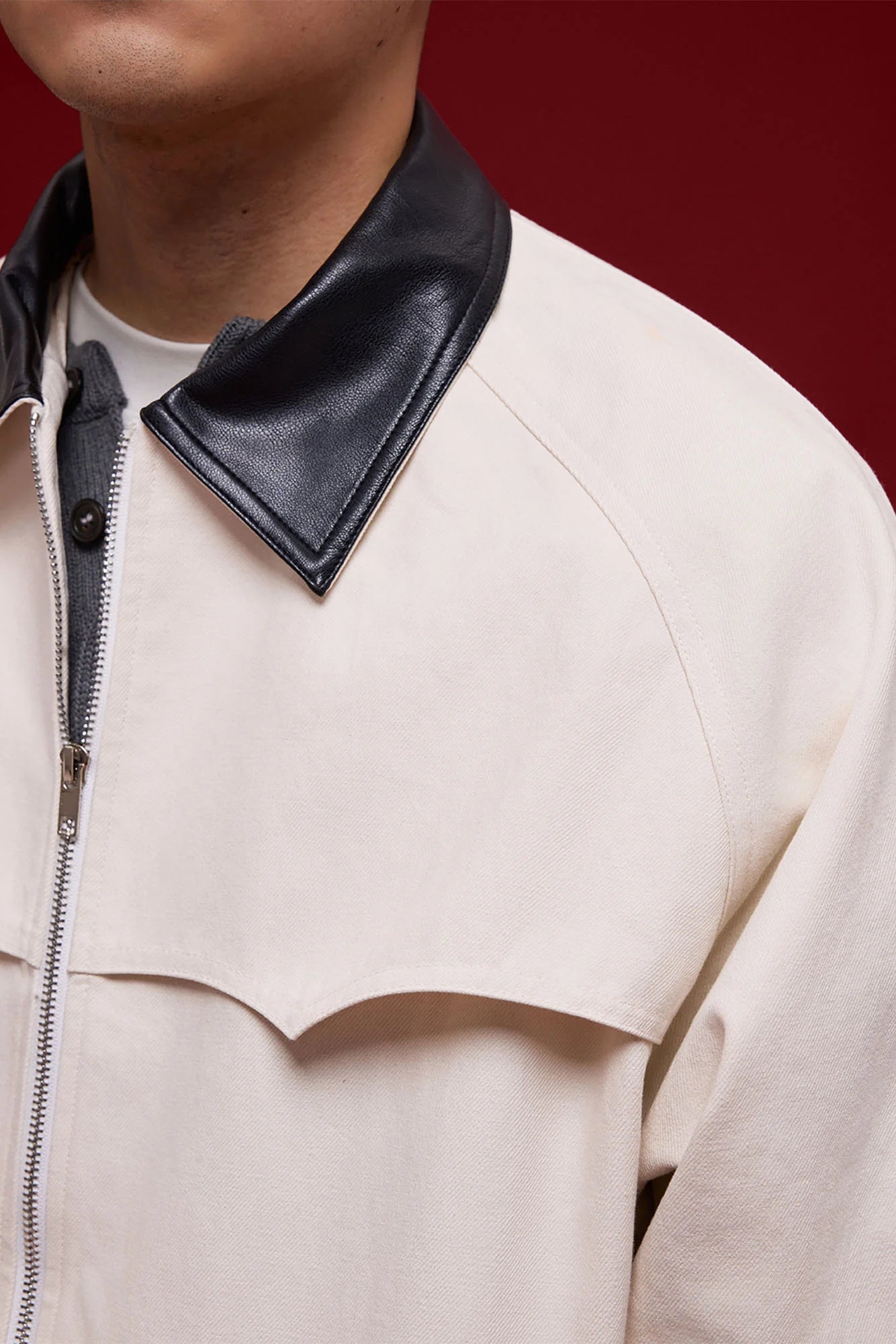 BANANA CLUB Faux Leather Collar Cotton Jacket