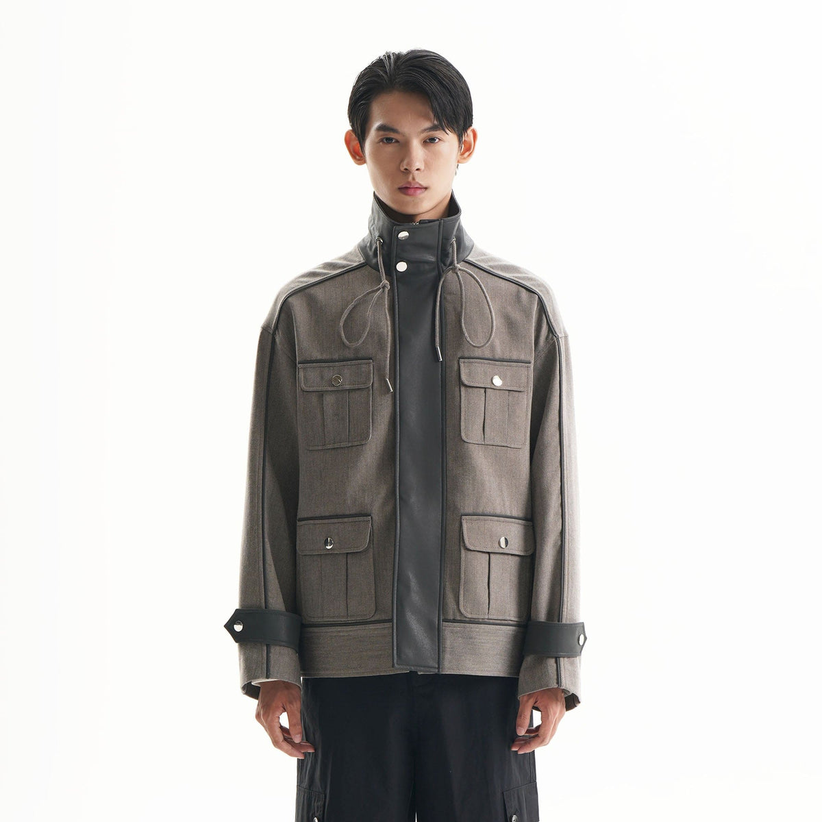ORAL UTOPIA Multi-Pocket Drawstring Barn Jacket