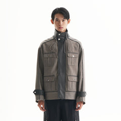 ORAL UTOPIA Multi-Pocket Drawstring Barn Jacket