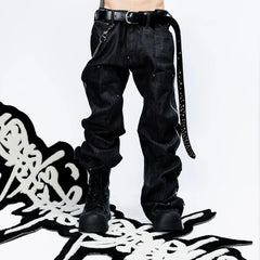 FVVO Selvedge Embroidered Double-Knee Raw Denim Pants