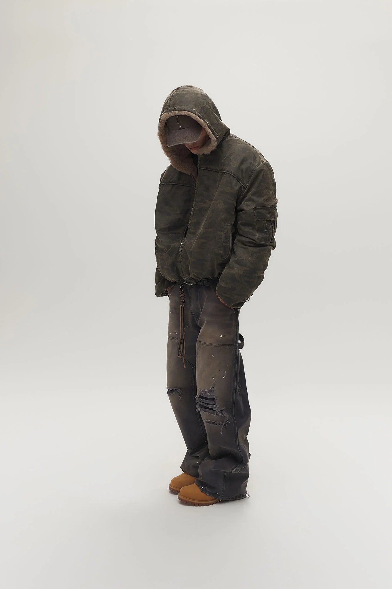 SAVAGEGROWTHWORLD Camo Faux Fur Lining Bomber Jacket