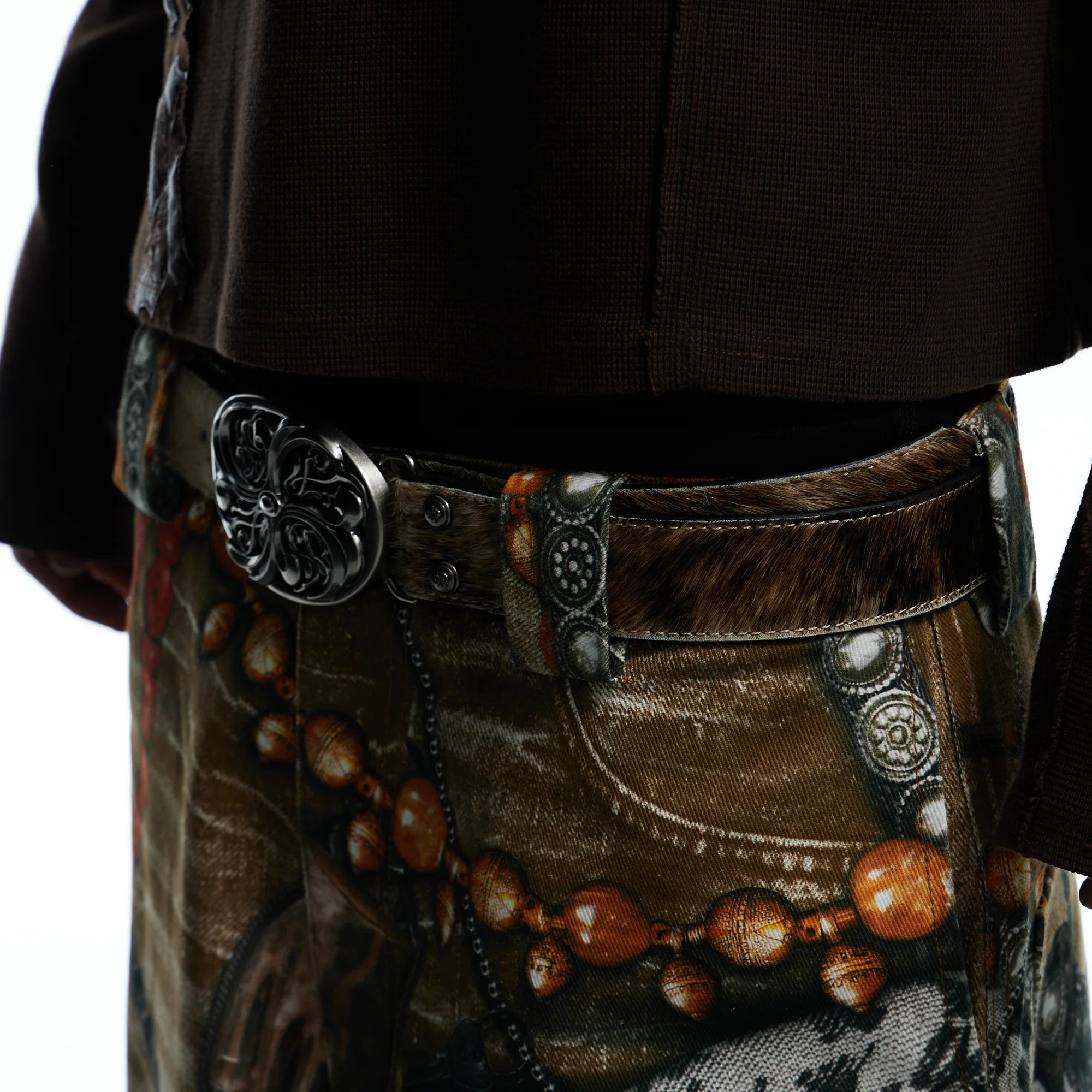 DND4DES Filigree Buckle Horsehair Leather Belt