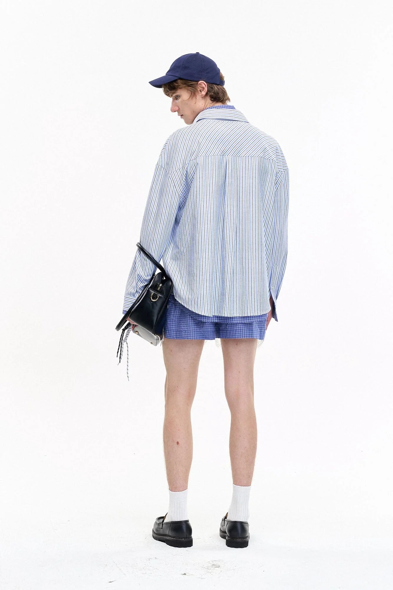 LEONSENSE Plaid Lace Trim Drawstring Shorts