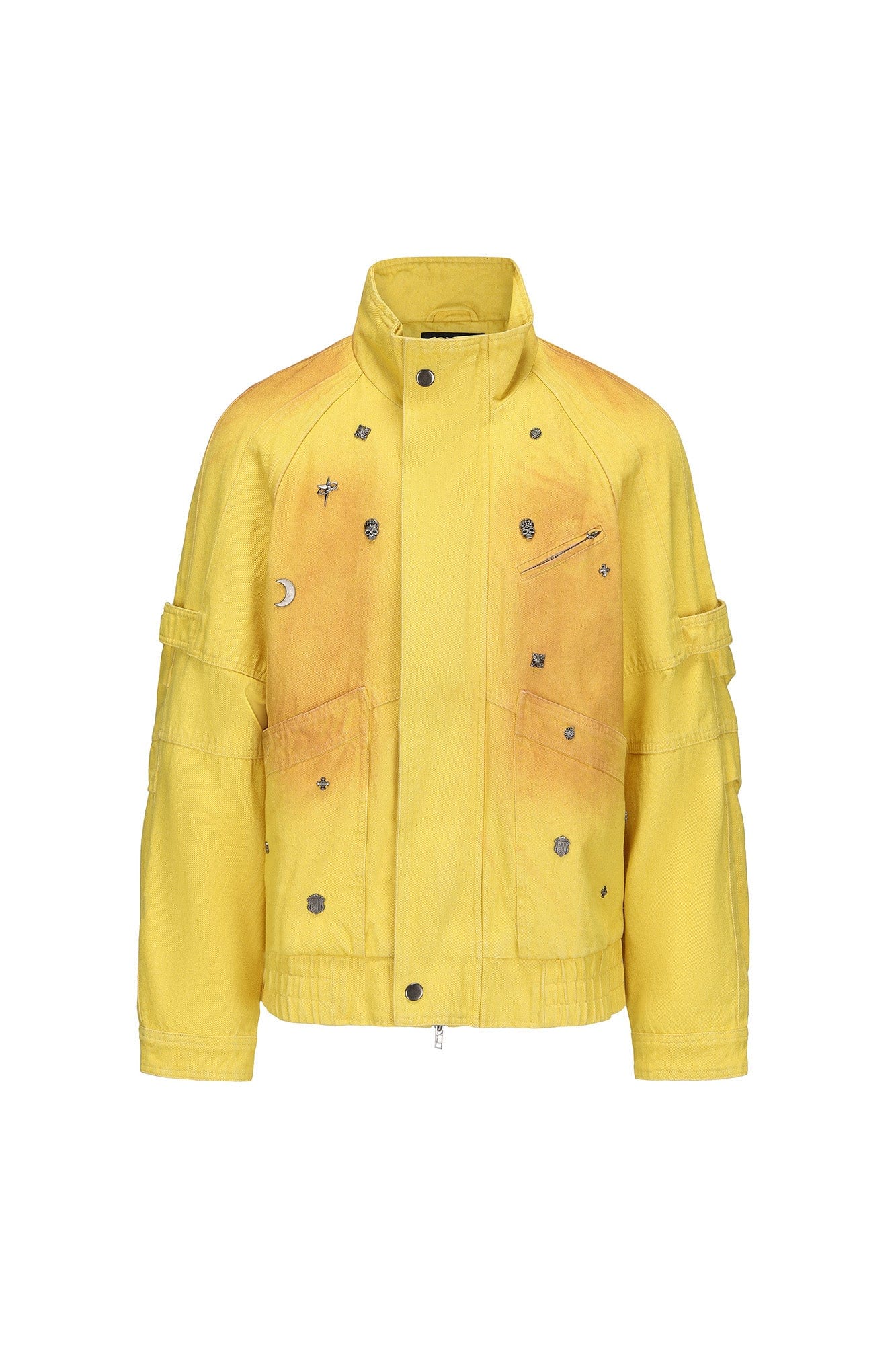 VANN VALRENCE Studded Gradient Stand Collar Oversized Jacket