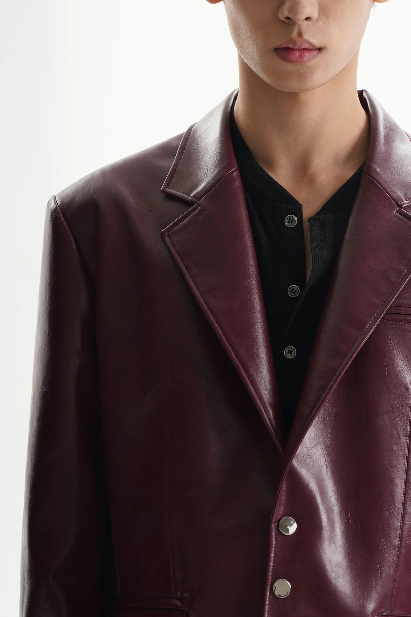 ORAL UTOPIA Glossy PU Blazer Ancora Red