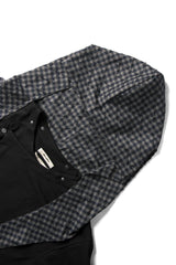 RELABEL Detachable Plaid Hood Jacket Black