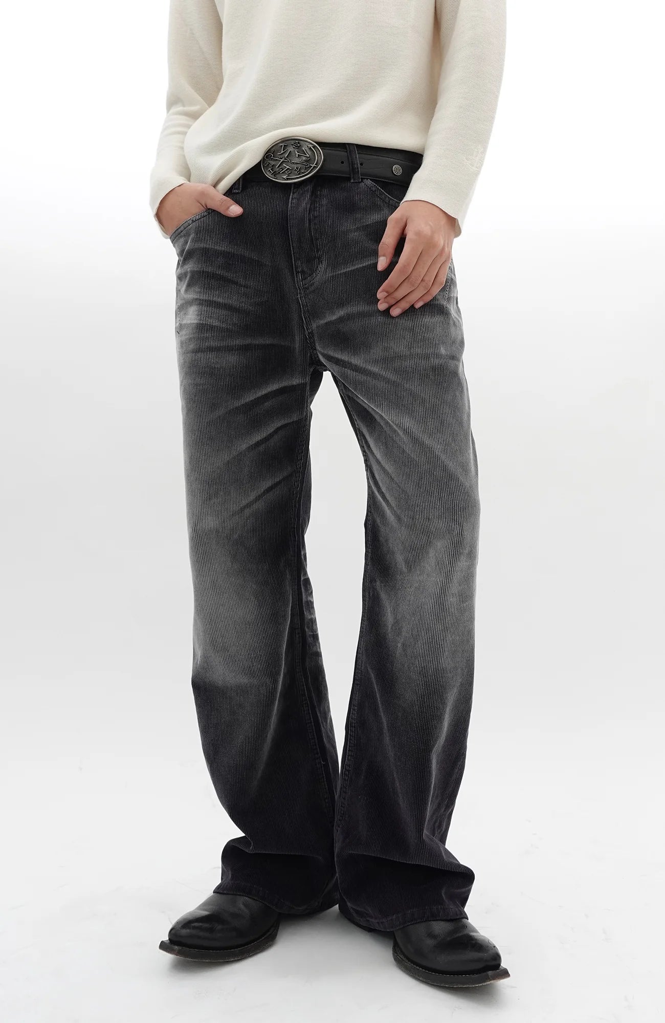 IN EXISTENCE Star Embroidered Corduroy Flare Jeans