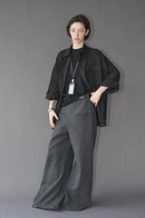 LABELROOM Sheer Textured Grid Oversized Shirt