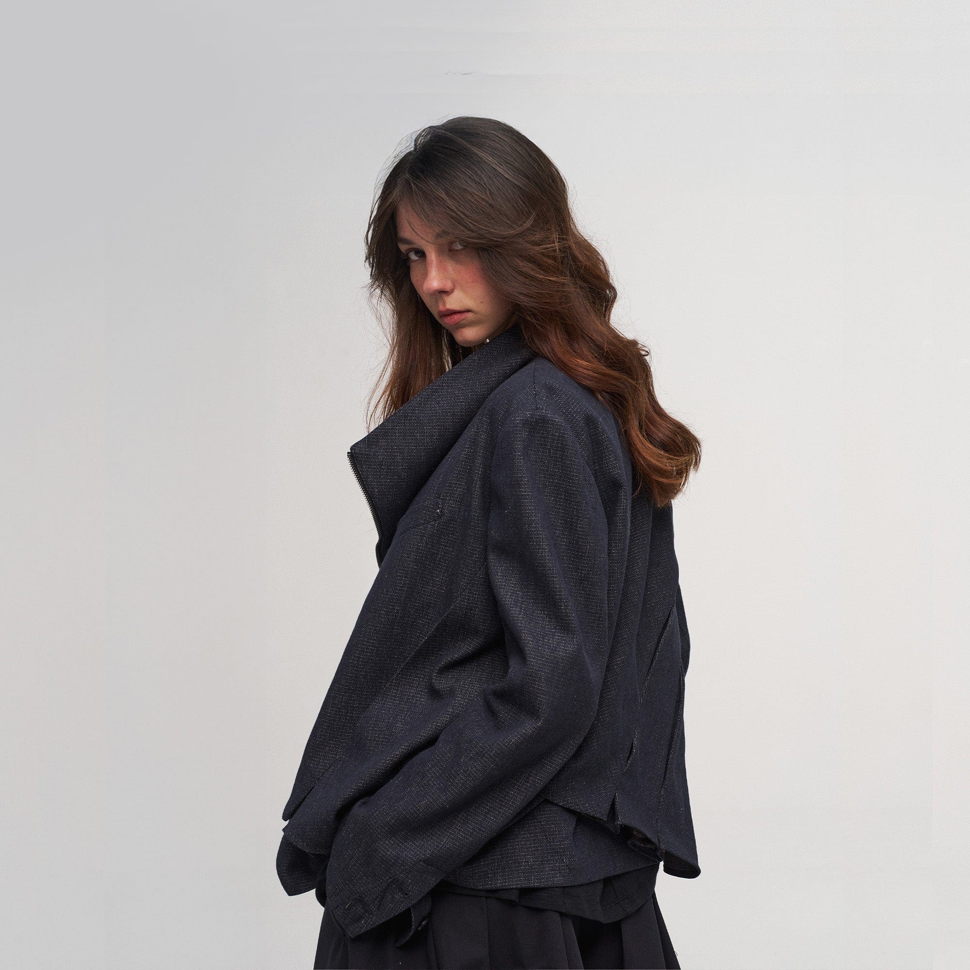 ILNya Nieternite Nifutur Double-Layer Weave Linen Jacket Blue