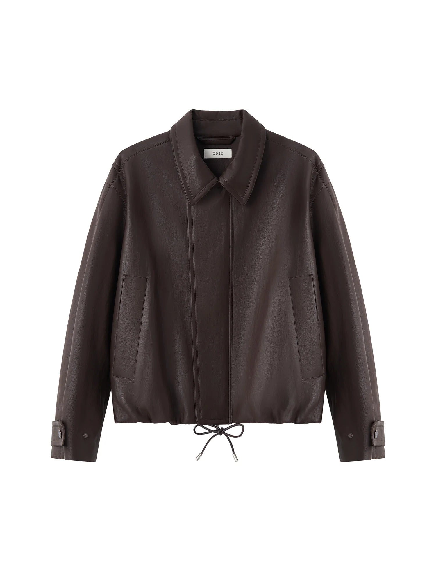 OPICLOTH Soft-Tanned Drawstring Faux Leather Jacket