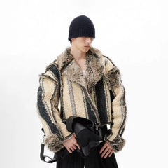 TUIMU Reversible Faux Fur Cropped Jacket