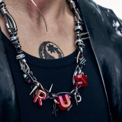 NUNKNOTX Custom Letter Spiked Chain