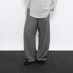 7440 37 1 Striped Drawstring Panel Wide-Leg Trousers