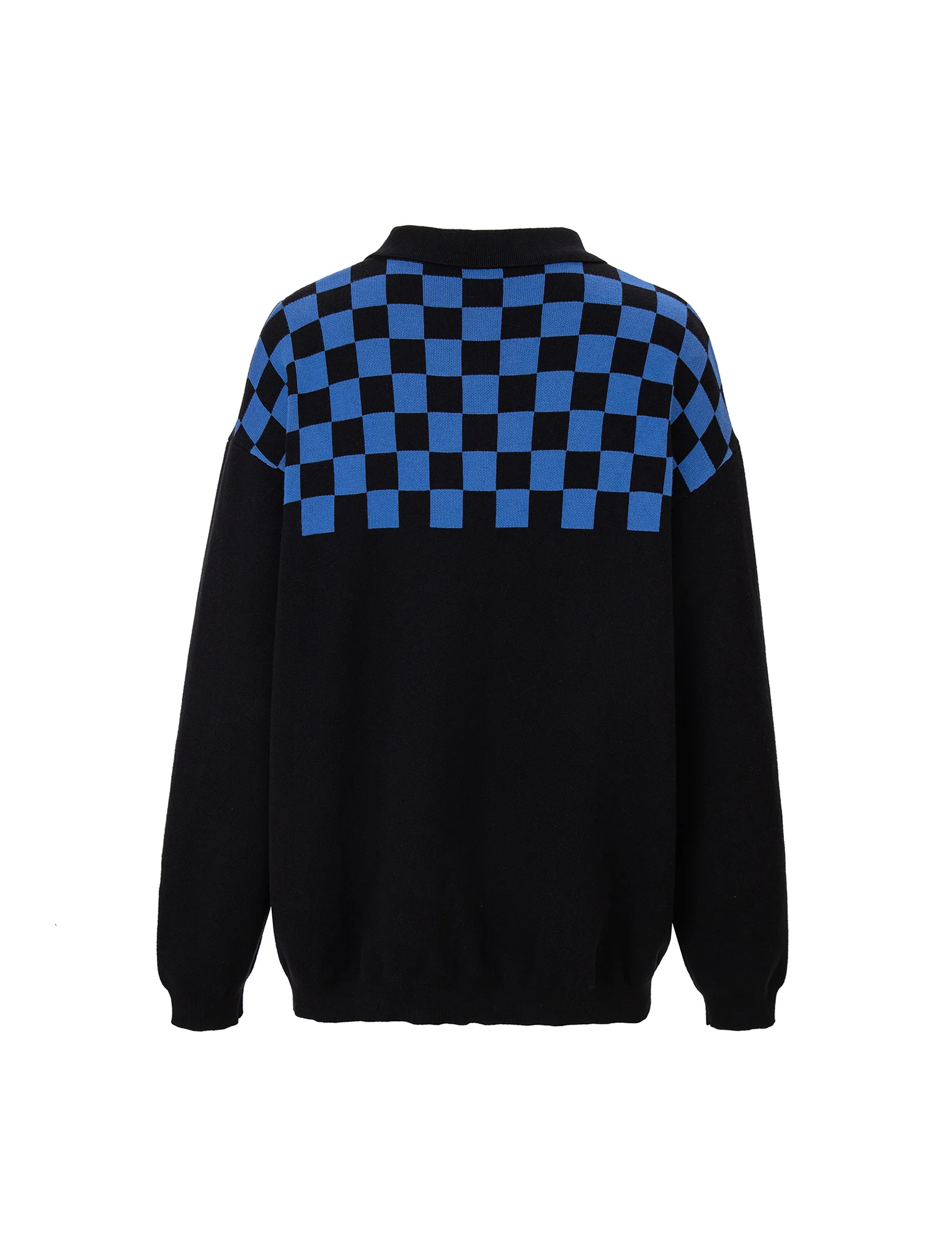 F2CE Slogan Contrast Checkerboard Jacquard Knit Polo