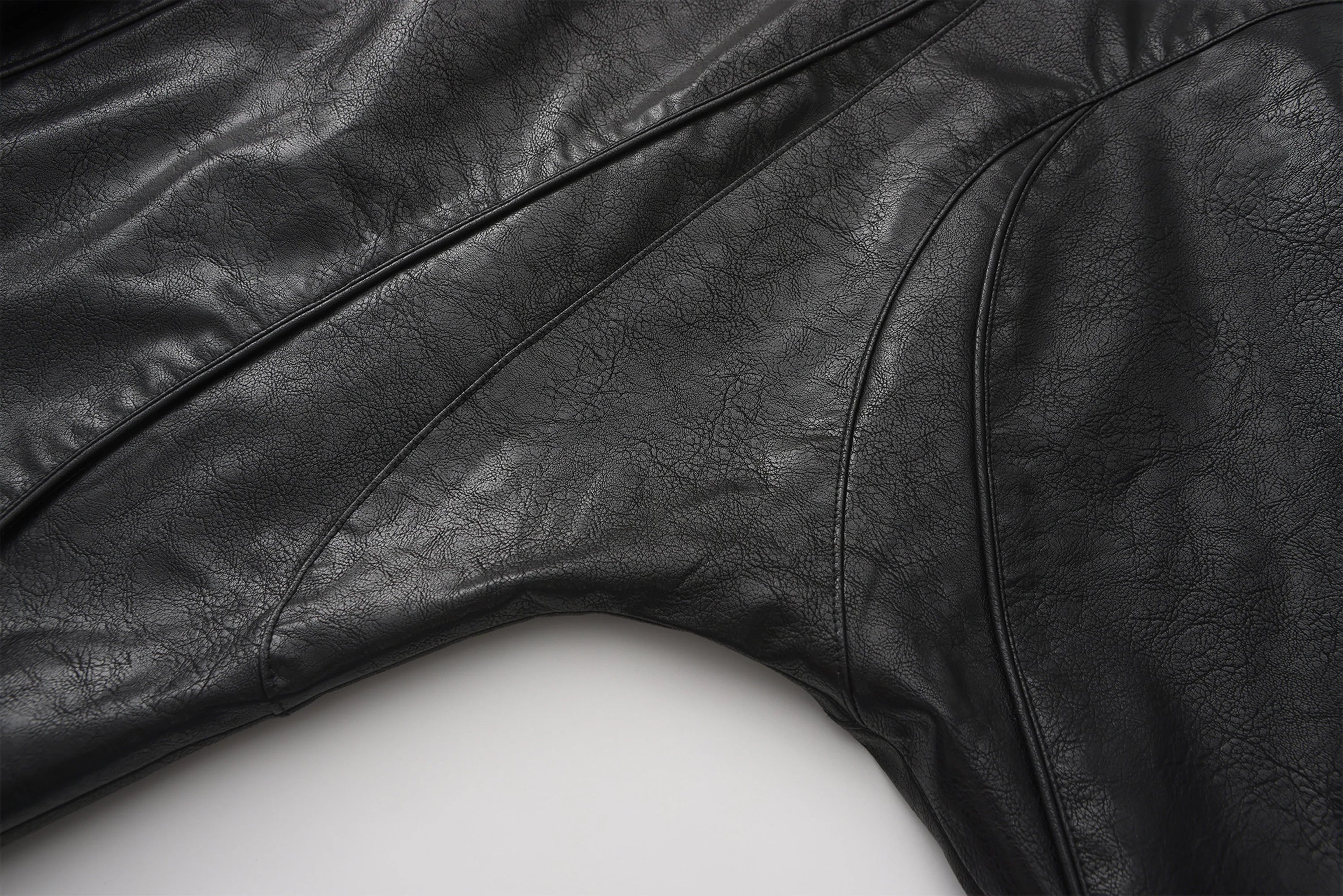 VANN VALRENCE Retro Glossy Faux Leather Jacket