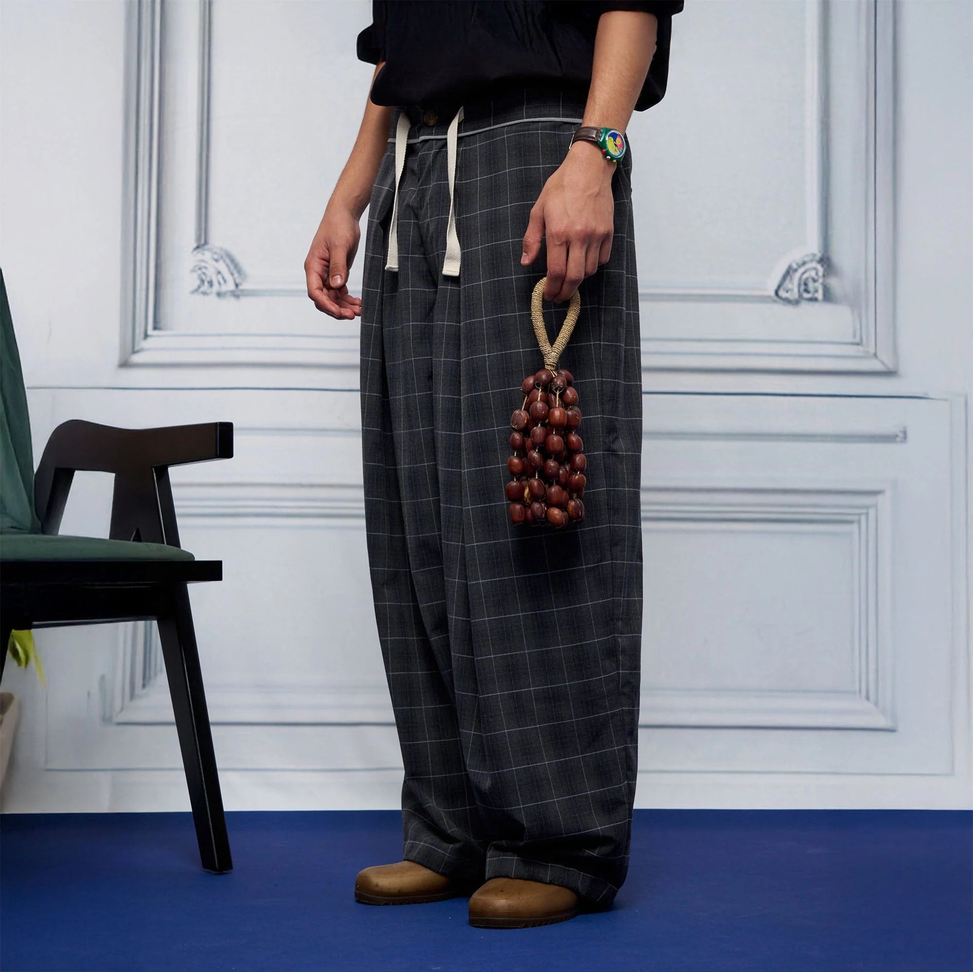 UNLIMITED MOTE Pleated Drawstring Wide-Leg Pants