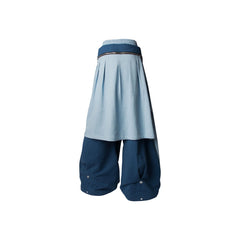 RELABEL Double Waistband Detachable Back Flap Oversized Sweatpants Blue