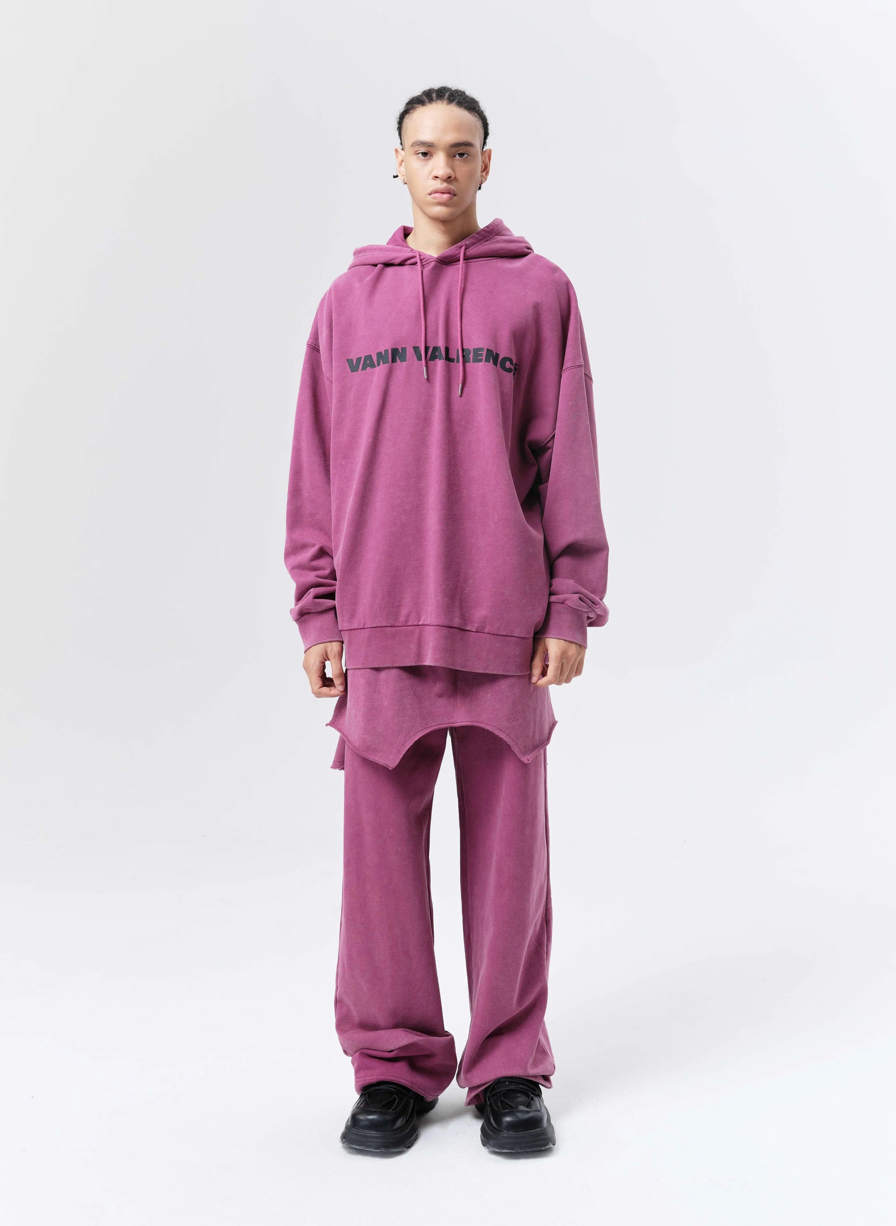 VANN VALRENCE Double-Layered Panel Deconstructed Drawstring Pants
