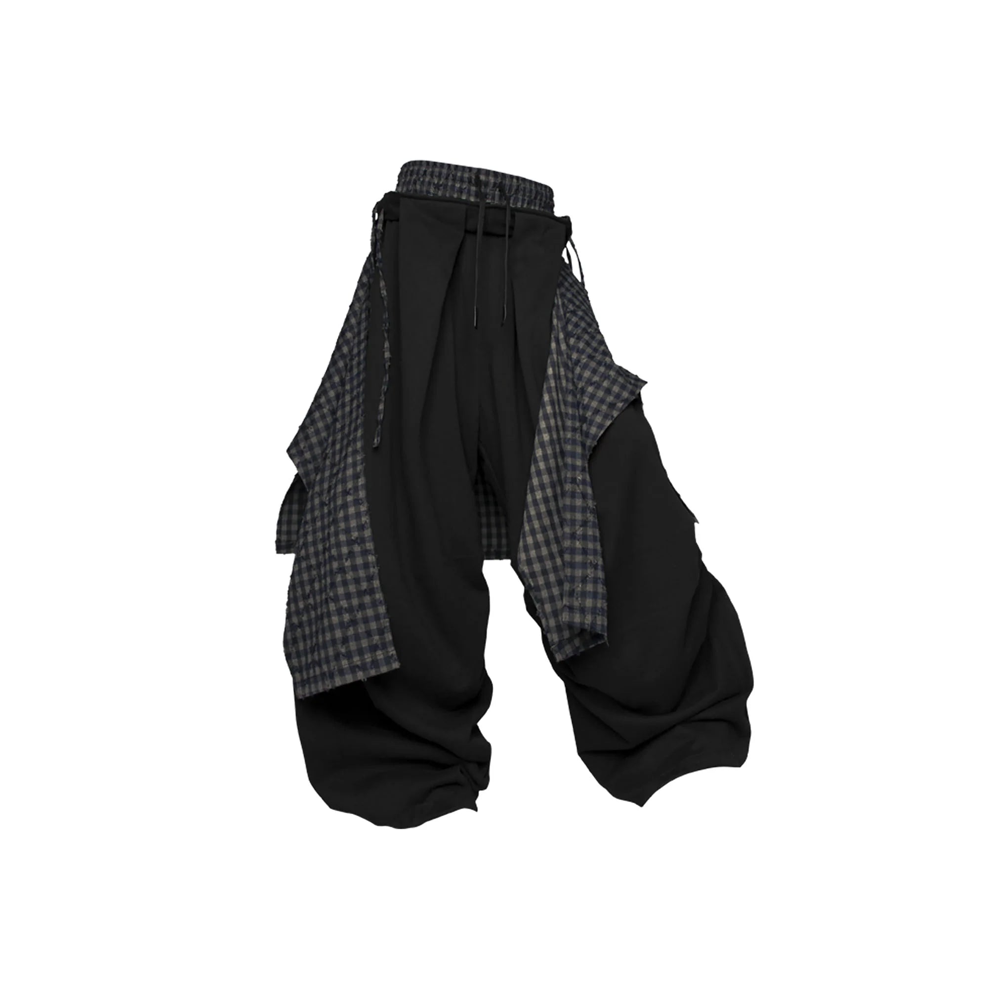 RELABEL Double Waistband Detachable Back Flap Oversized Sweatpants Black