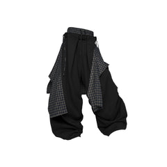 RELABEL Double Waistband Detachable Back Flap Oversized Sweatpants Black