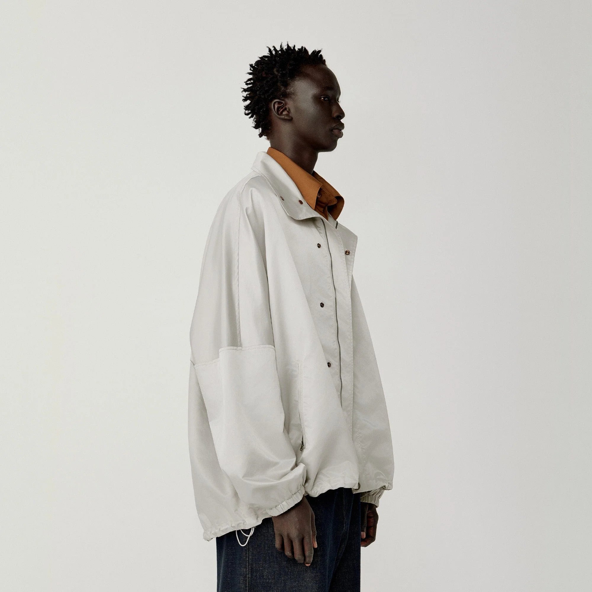 OPICLOTH Satin Batwing Drawstring Oversized Jacket