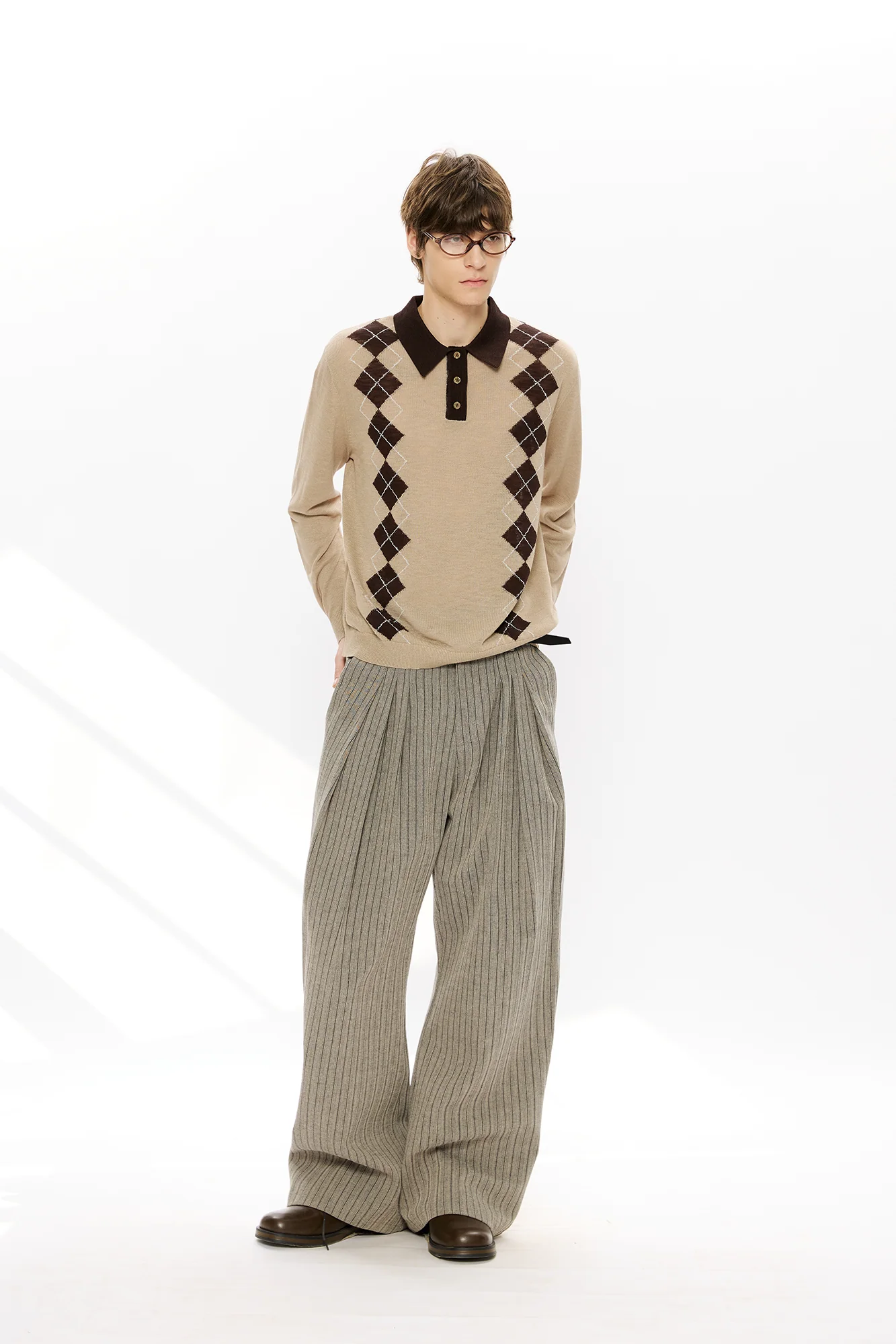 KREATE Retro Argyle Polo Sweater