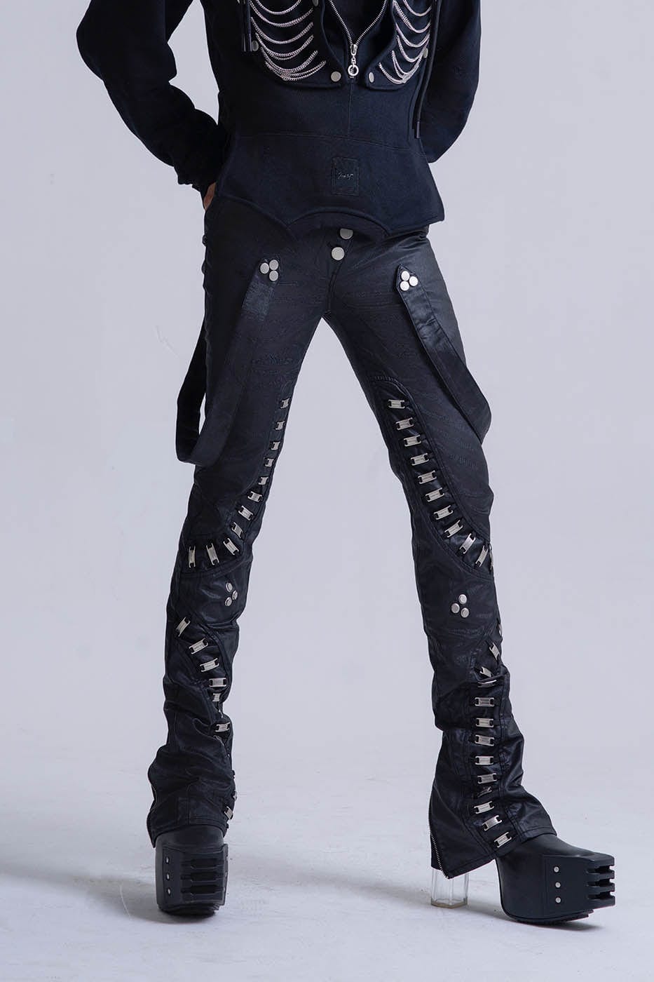 INSIDE OUT Exoskeleton Strapped Zipper Pants
