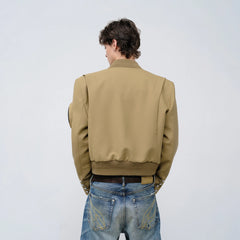 FACEONLAB Arm-Patched Bomber Jacket Khaki